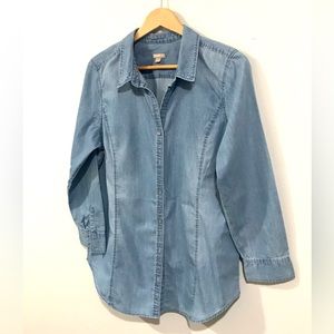 J. Jill Button Down Women Shirt Chambray long sleeve. Size M